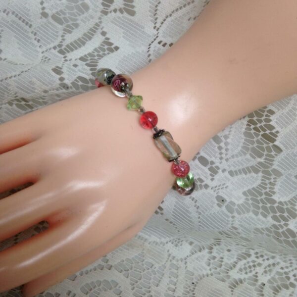 2pc European Multi Color And Pink Beaded Bracelet