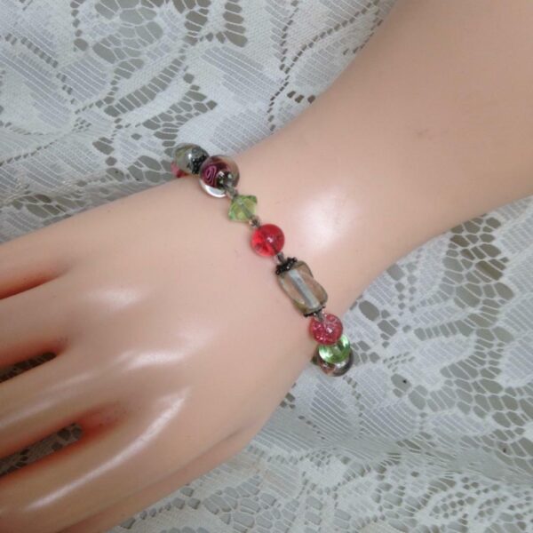 2pc European Multi Color And Pink Beaded Bracelet