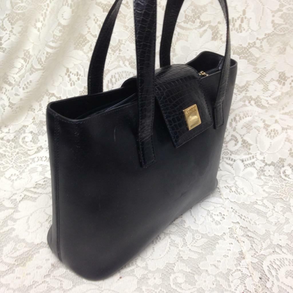 Celine, Paris, Italy Black Leather Handbag-Shoulder Bag 12in x 8in x 4in