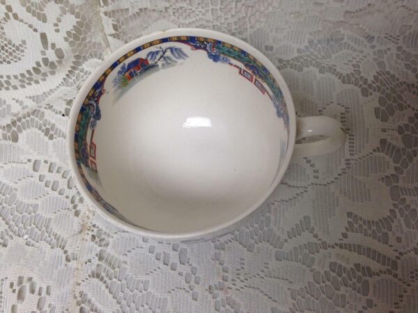 Vintage, England, Parrot Pattern, Variant, Gaudy Blue Willow Cup and Saucer (b)