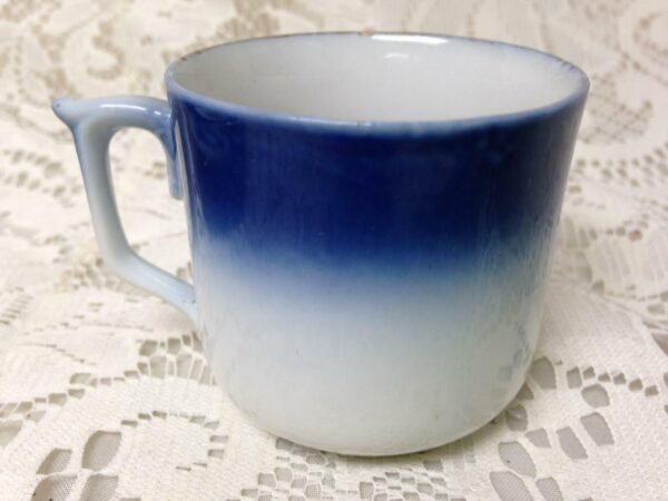 Antique, Rare, Victoria Austria, Flow Blue Equestrian-Think of Me Cup and Saucer