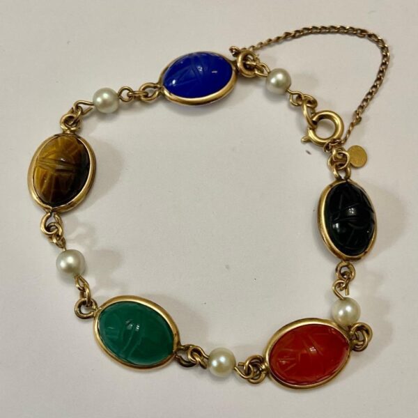 Vintage, Beautiful, Scarab- Gold Filled Bracelet