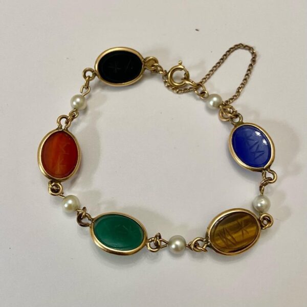 Vintage, Beautiful, Scarab- Gold Filled Bracelet