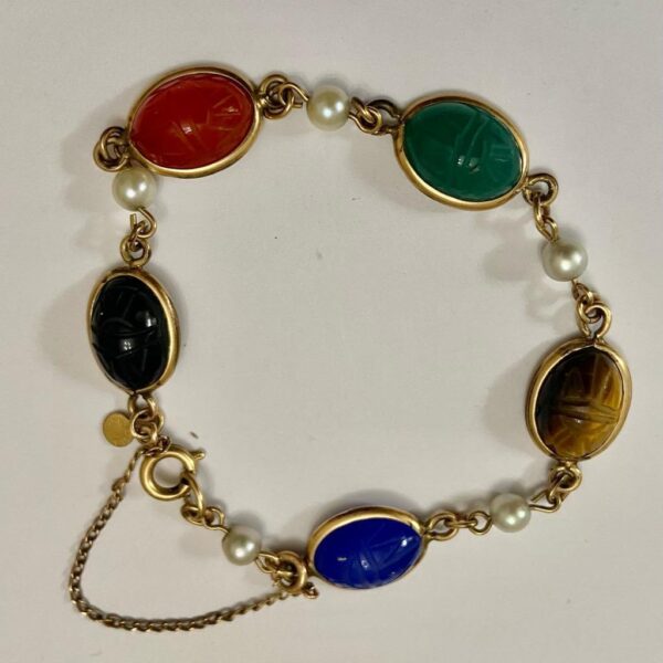 Vintage, Beautiful, Scarab- Gold Filled Bracelet