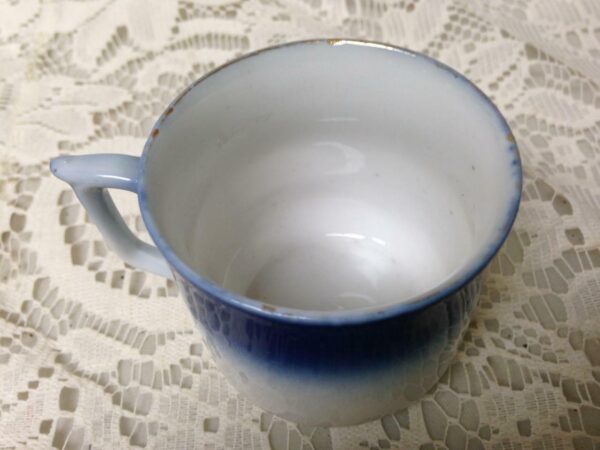 Antique, Rare, Victoria Austria, Flow Blue Equestrian-Think of Me Cup and Saucer