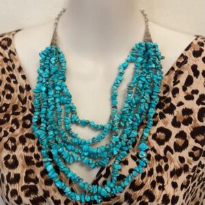 Vintage, Beautiful 6 Layers Turquoise Beaded Necklace