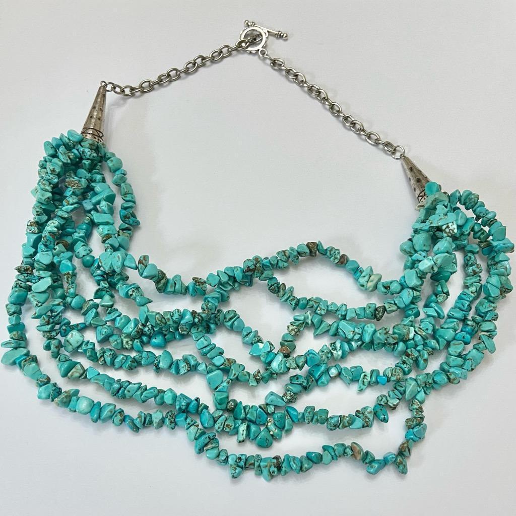 Vintage, Beautiful 6 Layers Turquoise Beaded Necklace