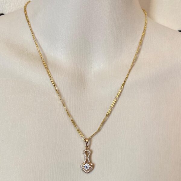 Vintage Cinderella Shoe 17in Gold Plated Pendant Necklace