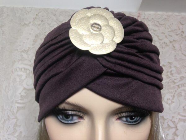 Fabulous Brown Cloche' Turban -Flapper Style Hat with Camelia Ornament