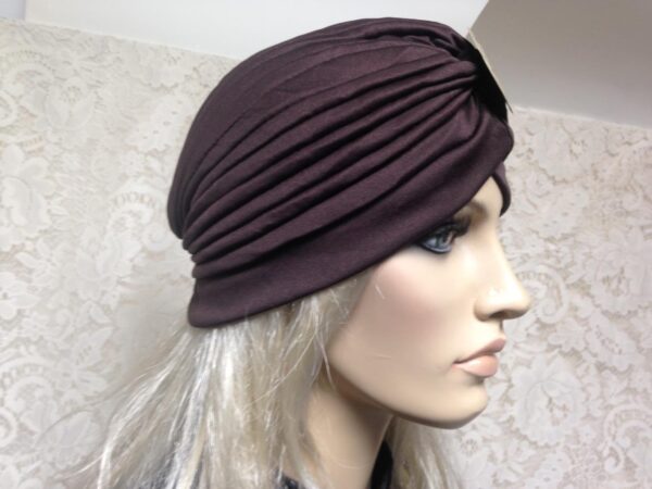 Fabulous Brown Cloche' Turban -Flapper Style Hat with Camelia Ornament