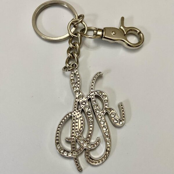 SR Rhinestone- Silver Tone, 9-in Long Handbag Charm-Key Chain