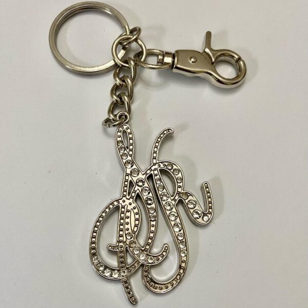 SR Rhinestone- Silver Tone, 9-in Long Handbag Charm-Key Chain