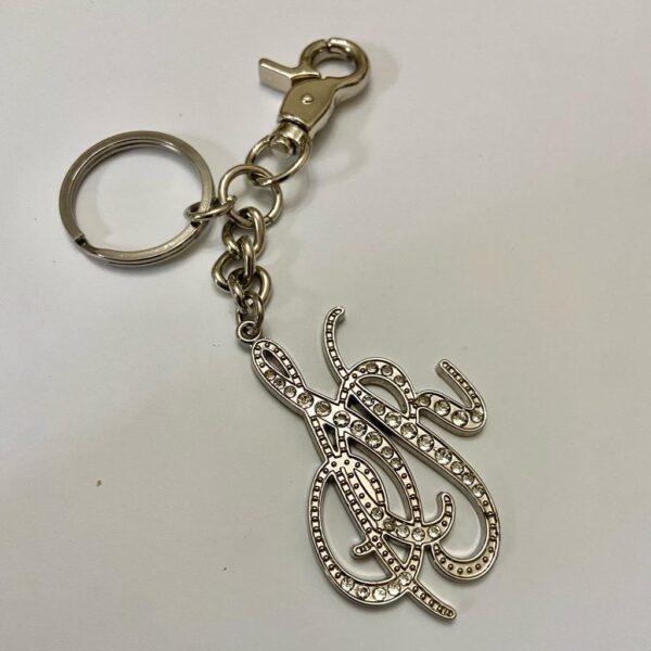 SR Rhinestone- Silver Tone, 9-in Long Handbag Charm-Key Chain