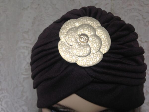 Fabulous Brown Cloche' Turban -Flapper Style Hat with Camelia Ornament