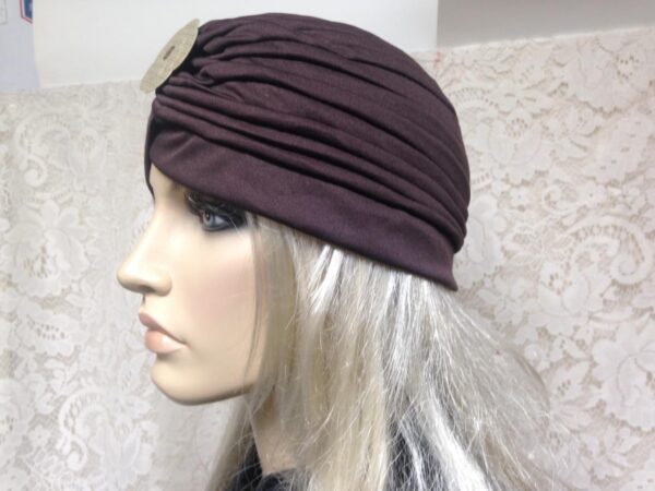 Fabulous Brown Cloche' Turban -Flapper Style Hat with Camelia Ornament