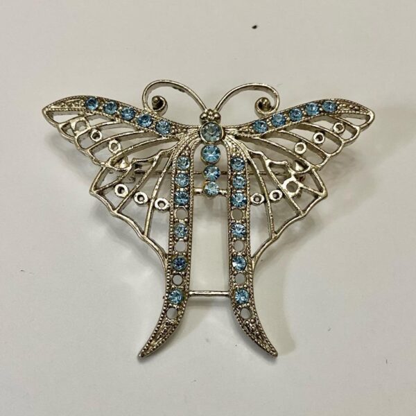 Vintage, Art Nouveau, Large, Silver Tone, Butterly Brooch-Pendant Necklace