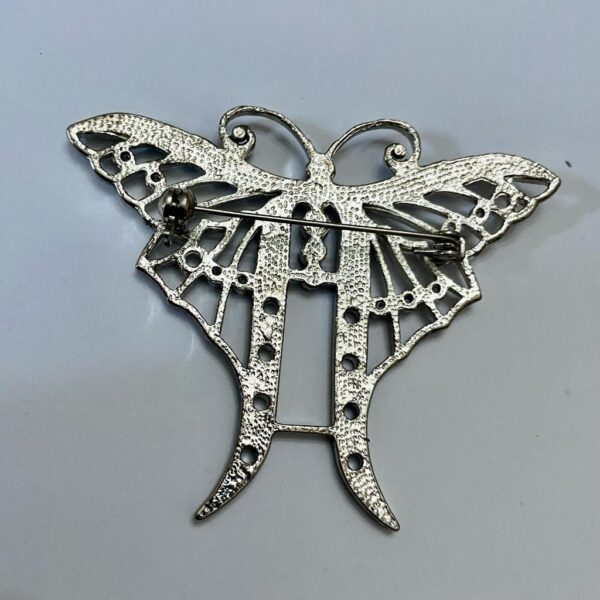 Vintage, Art Nouveau, Large, Silver Tone, Butterly Brooch-Pendant Necklace