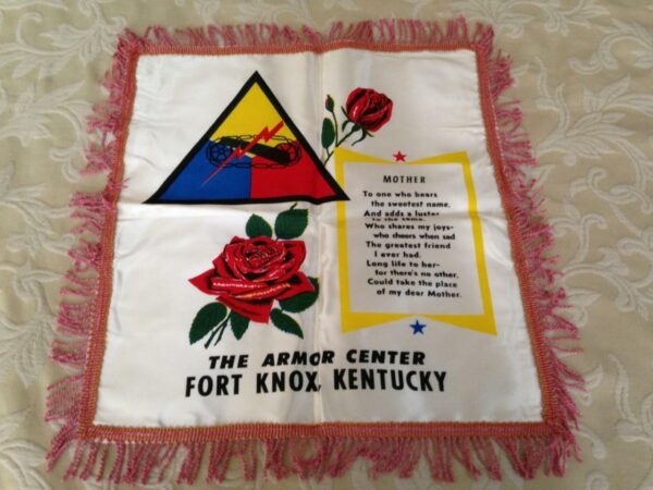 Vintage, Rare, Mother, The Armor Center- Fort Knox KY, Pillow Case, 17in x17in