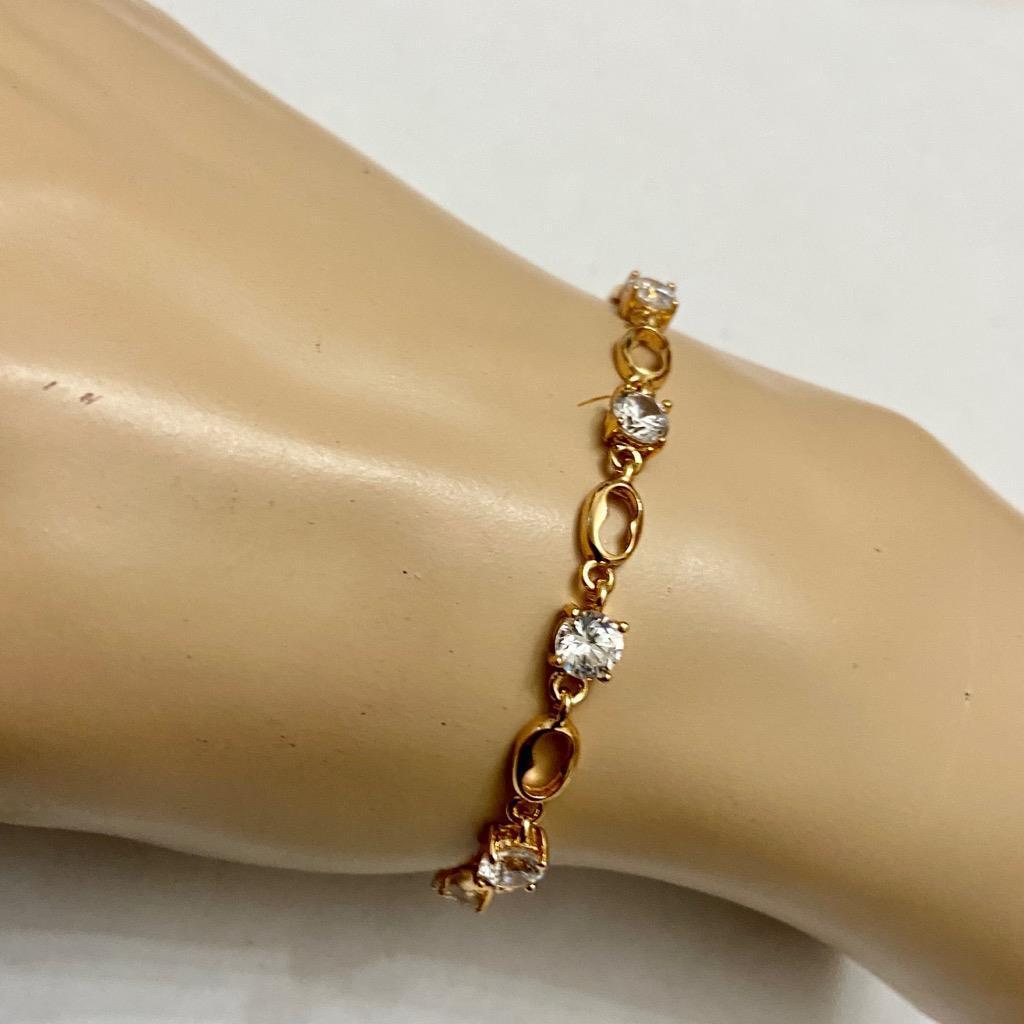 Vintage, CZ Diamonds Vermeil or Gold over Sterling Silver Tennis Bracelet