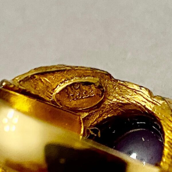 Vintage, Rare, Stamped Hobe Gold Tone, Sensuous Stone Adjustable Ring