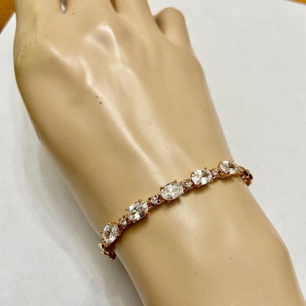 Vintage, Oval CZ Diamonds Gold over Sterling Silver Tennis Bracelet