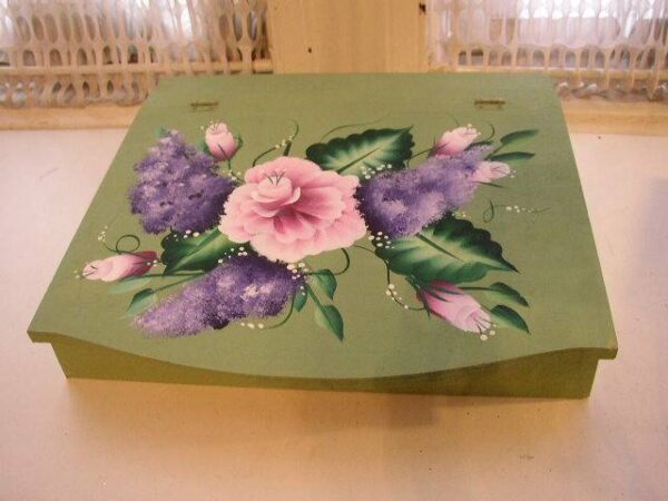 Beautiful, Wooden, Floral, Document or Trinket Box