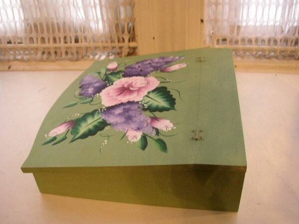 Beautiful, Wooden, Floral, Document or Trinket Box