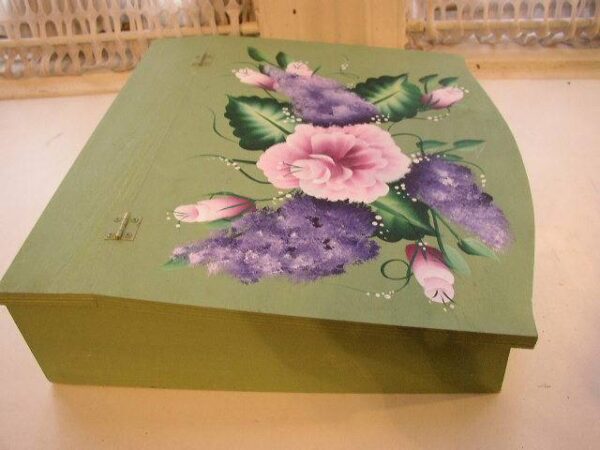 Beautiful, Wooden, Floral, Document or Trinket Box