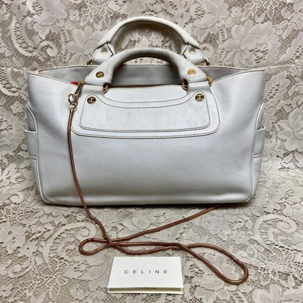 Authentic Celine White Leather Handbag-Crossbody 12in x 8in x 5in