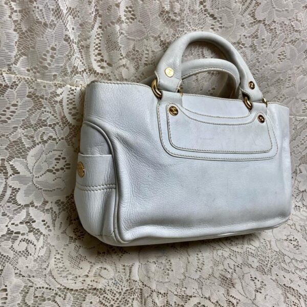 Authentic Celine White Leather Handbag-Crossbody 12in x 8in x 5in