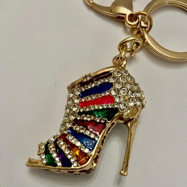 Stunning, 2-Way, Multi color Rhinestone High Heel Handbag Charm, Key Chain