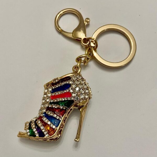 Stunning, 2-Way, Multi color Rhinestone High Heel Handbag Charm, Key Chain