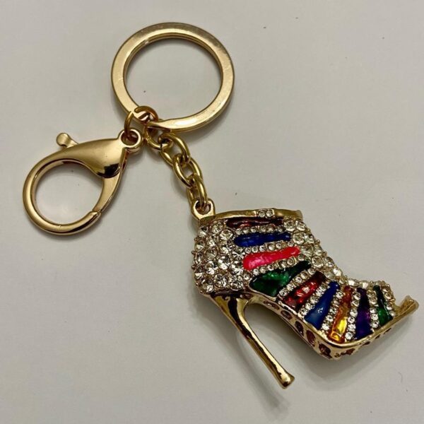 Stunning, 2-Way, Multi color Rhinestone High Heel Handbag Charm, Key Chain