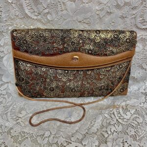 Vintage Gucci Gold Floral Evening Clutch Crossbody 12in x 8in x 4in