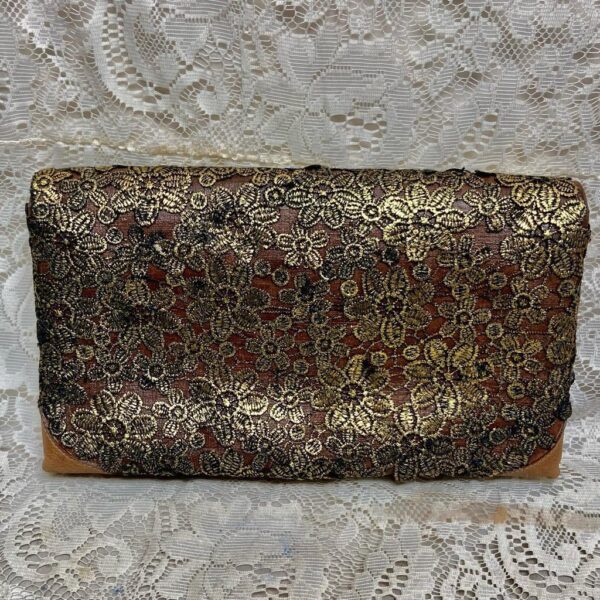 Vintage Gucci Gold Floral Evening Clutch Crossbody 12in x 8in x 4in