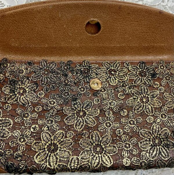 Vintage Gucci Gold Floral Evening Clutch Crossbody 12in x 8in x 4in