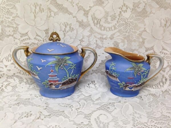 1920s, Moriyama-Morimura, Japan, Variant Gaudy Blue Willow 11pc - Tea Set