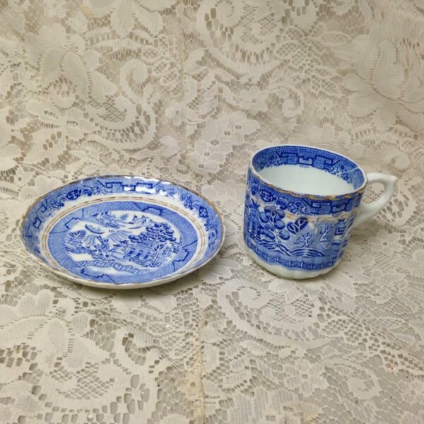 Antique, Rare, England, Blue Willow 3pc Trio Tea Set (4 Available)