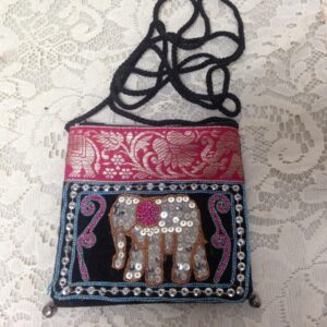 Magenta Elephant Sequined Coin Purse-Crossbody 5in x 4.5in