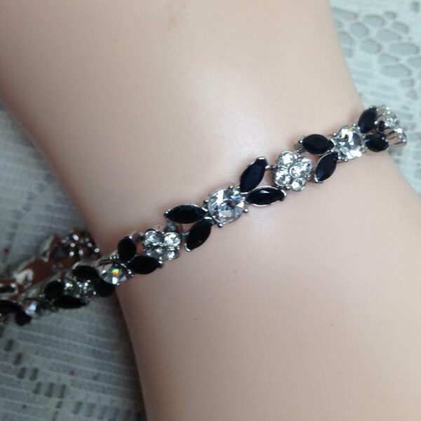 2pc Lot Black and Purple Rhinestones Bracelet