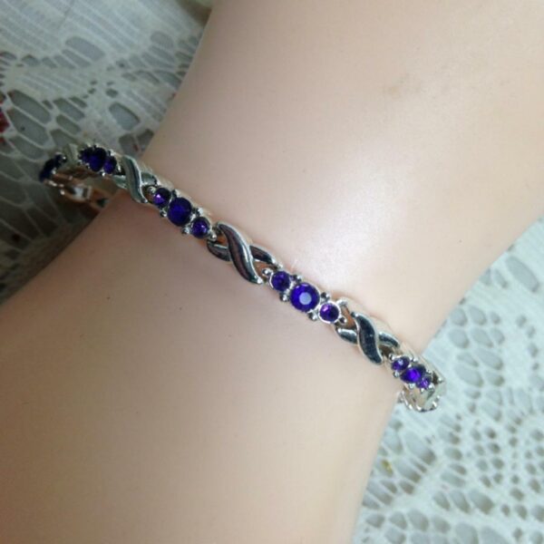 2pc Lot Black and Purple Rhinestones Bracelet
