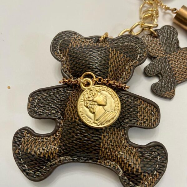 Stunning, Brown Plaid Bear Handbag Charm, Key Chain