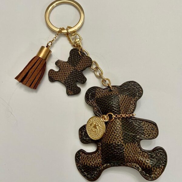 Stunning, Brown Plaid Bear Handbag Charm, Key Chain