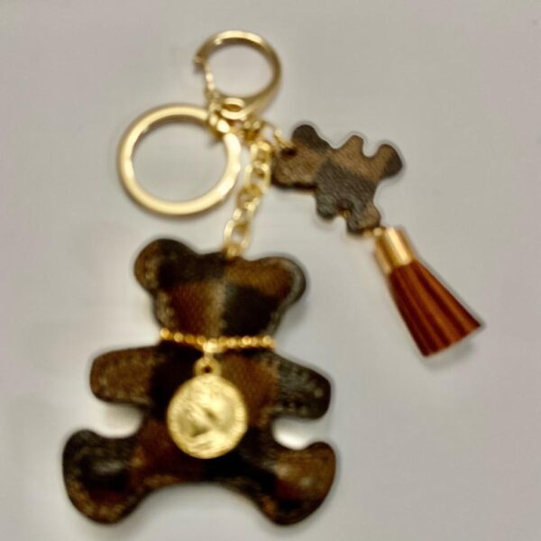 Stunning, Brown Plaid Bear Handbag Charm, Key Chain