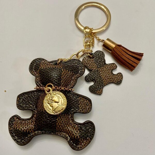 Stunning, Brown Plaid Bear Handbag Charm, Key Chain