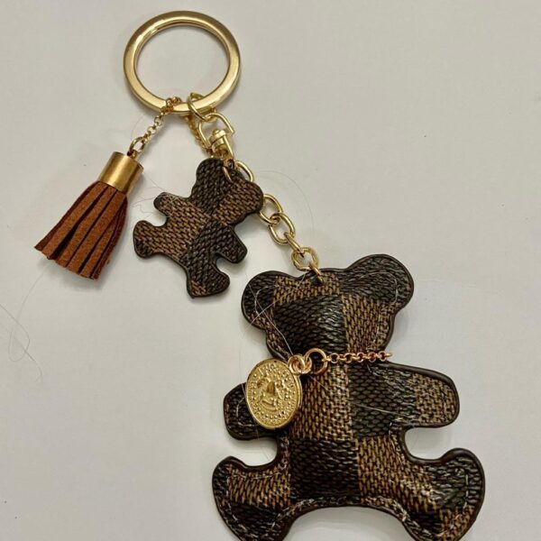 Stunning, Brown Plaid Bear Handbag Charm, Key Chain