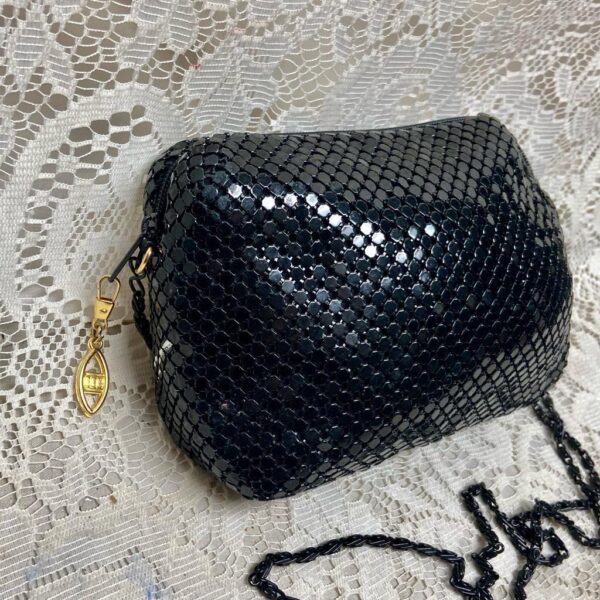 Vintage, 1995 Black Mesh Metal Clutch-CB- Shoulder Bag