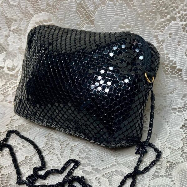 Vintage, 1995 Black Mesh Metal Clutch-CB- Shoulder Bag