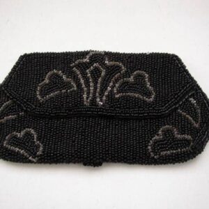 Art Deco, Black Beaded Fanny Eye-glass Case 6.25in x 3in