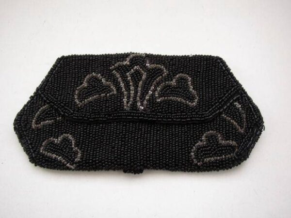 Art Deco, Black Beaded Fanny Eye-glass Case 6.25in x 3in
